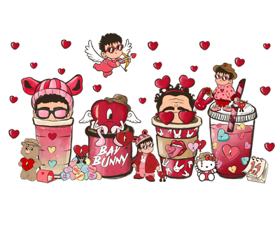 Bad Bunny Valentine's Day Coffee Design | DTF Dallas - DTF Dallas 