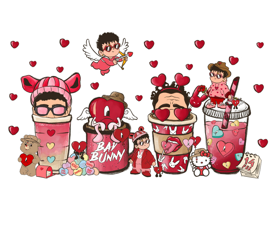 Bad Bunny Valentine's Day Coffee Design | DTF Dallas