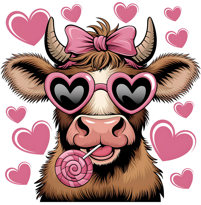 Valentine's Day Cow Design pressed on a garment