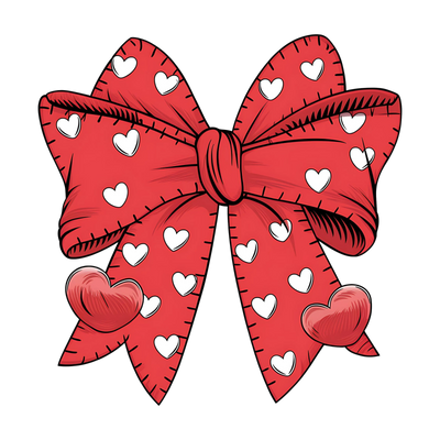 Valentine Heart Coquette Bow Valentine's Day Design | DTF Dallas - DTF Dallas 