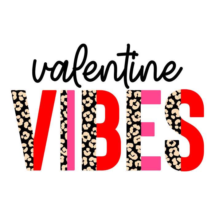Valentine Vibes Leopard Design pressed on a garment