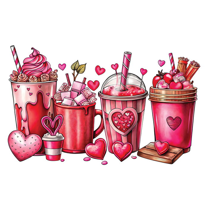 Valentine's Day Coffee Design pressed on a garment