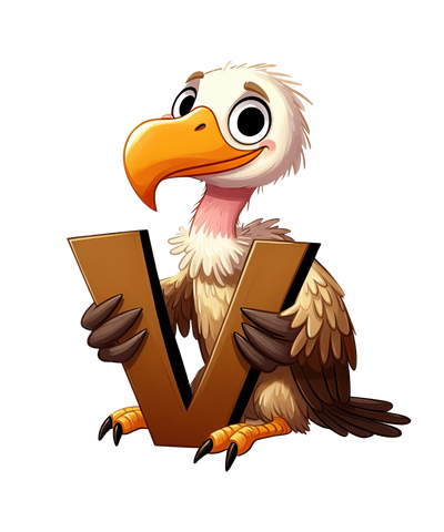 Animal Alphabet V Vulture Design - DTF Ready To Press - DTF Dallas 