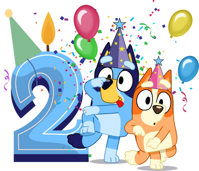 2 Year Old Birthday Bluey Design - DTF Ready To Press - DTF Dallas 