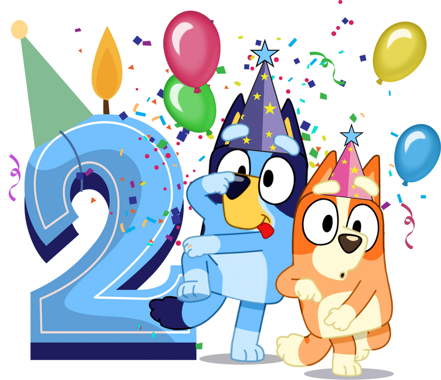 2 Year Old Birthday Bluey Design - DTF Ready To Press