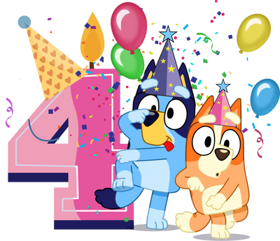 Bluey 4th Birthday Girl Design - DTF Ready To Press - DTF Dallas 