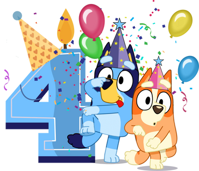 Bluey 4th Birthday Boy Design - DTF Ready To Press - DTF Dallas 