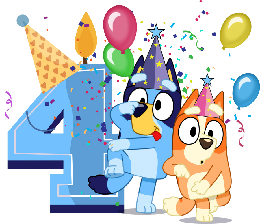 Bluey 4th Birthday Boy Design - DTF Ready To Press