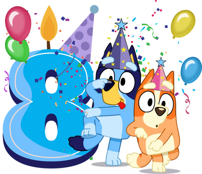 Bluey 8nd Birthday Party Design - DTF Ready To Press - DTF Dallas 