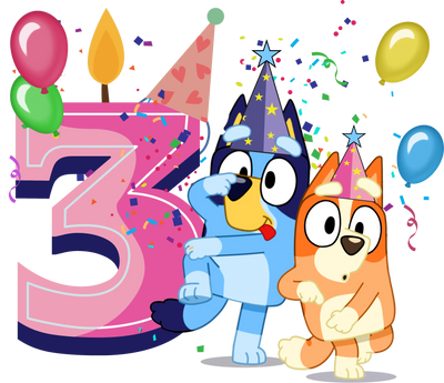 Bluey 3nd Birthday Design - DTF Ready To Press - DTF Dallas 