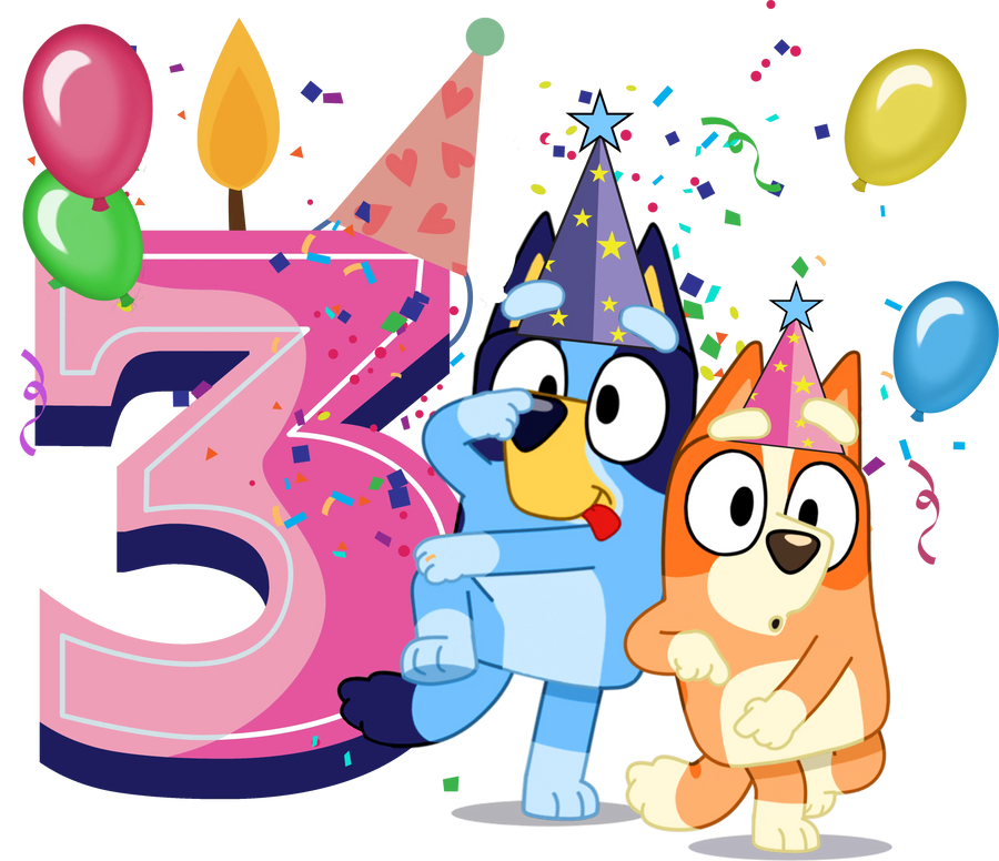 Bluey 3nd Birthday Design - DTF Ready To Press