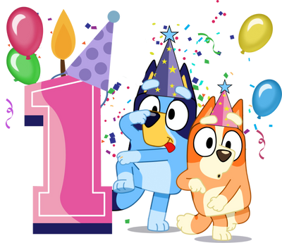 First Birthday Girl Bluey Design - DTF Ready To Press - DTF Dallas 