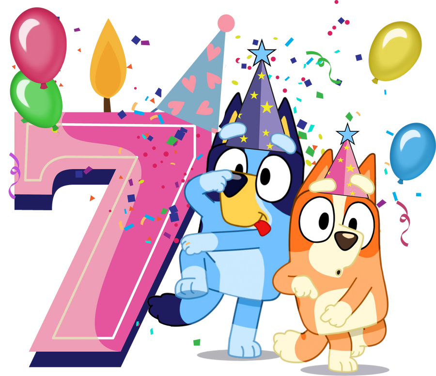 7th Birthday Girl Bluey Design - DTF Ready To Press