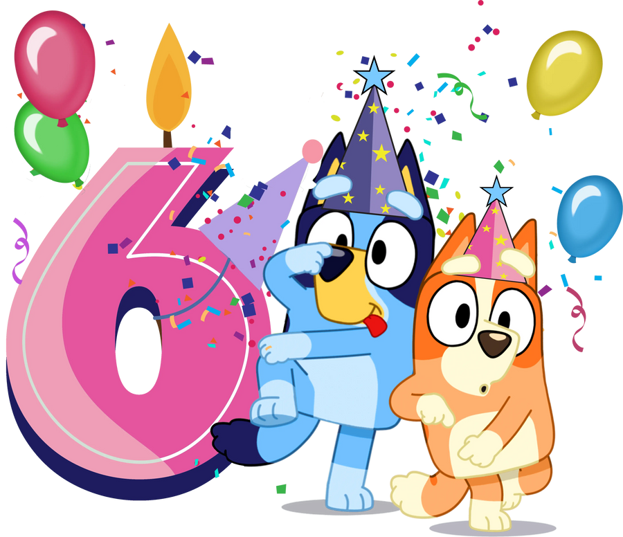 Bluey 6th Birthday Girl Design - DTF Ready To Press