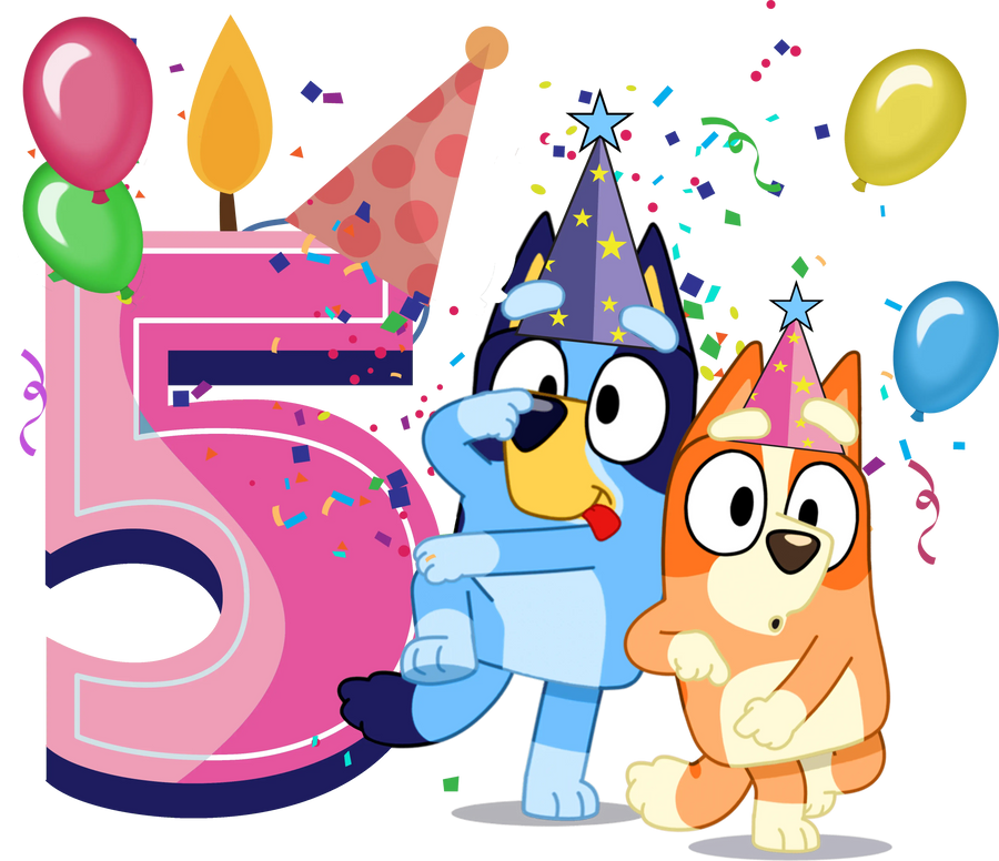 5th Birthday Girl BlueyDesign - DTF Ready To Press