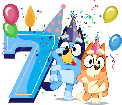 7th Birthday Boy Bluey Design - DTF Ready To Press - DTF Dallas 