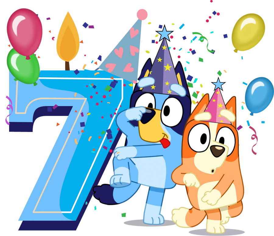 7th Birthday Boy Bluey Design - DTF Ready To Press