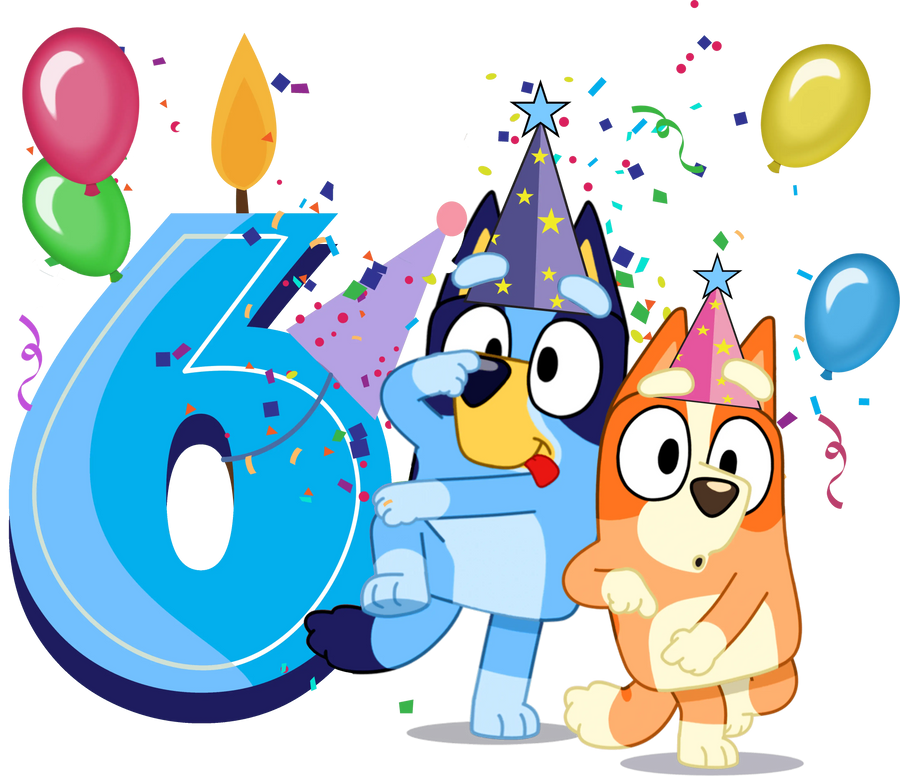 Bluey 6th Birthday Boy Design - DTF Ready To Press