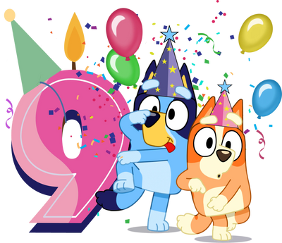 Bluey 9nd Birthday Girl Design - DTF Ready To Press - DTF Dallas 