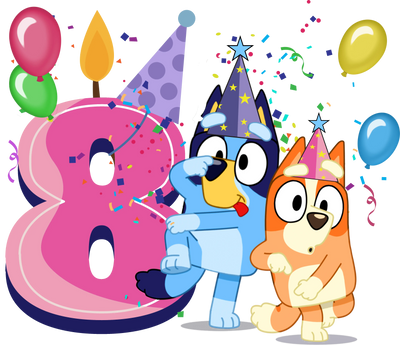 Bluey 8nd Girl Birthday Design - DTF Ready To Press - DTF Dallas 