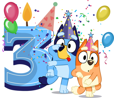 Toddlers 3nd Birthday Bluey Design - DTF Ready To Press - DTF Dallas 