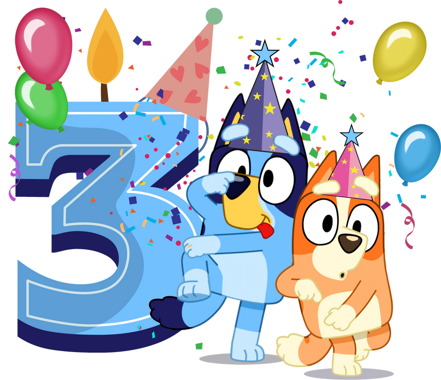 Toddlers 3nd Birthday Bluey Design - DTF Ready To Press