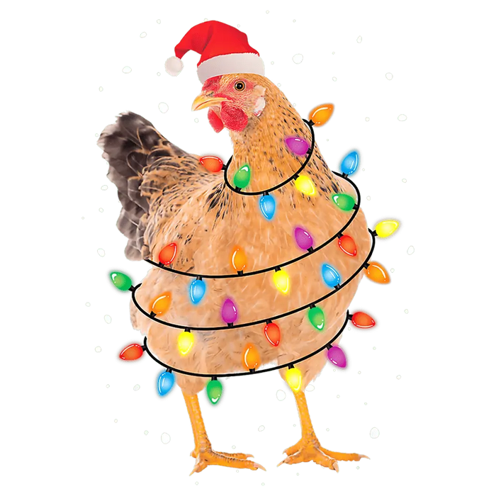 Christmas Chicken Design pressed on a garment