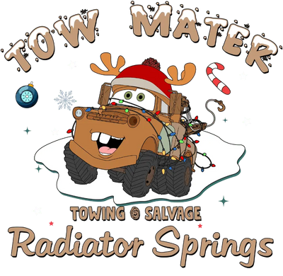 Tow Mater Christmas Design - DTF Ready To Press - DTF Dallas 