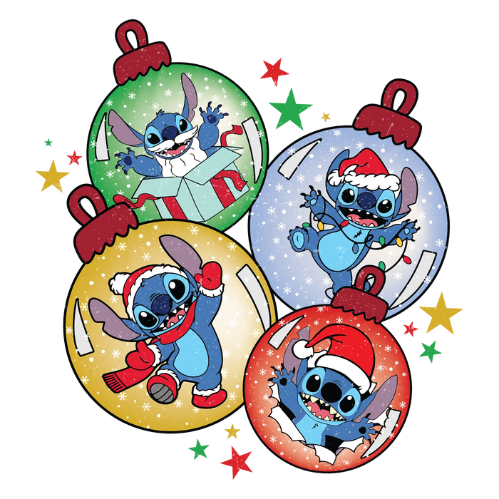 Disney Funny Stitch Christmas Design pressed on a garment