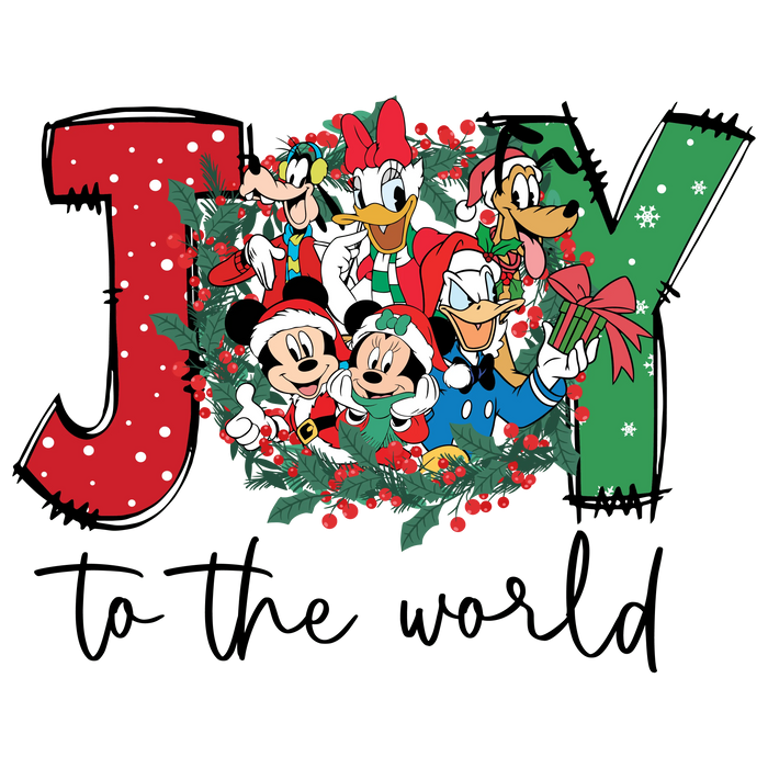 Joy to the Disney World Christmas Design pressed on a garment