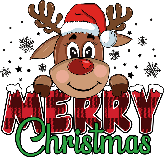 Cute Reindeer Merry Christmas Design pressed on a garment