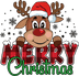 Cute Reindeer Merry Christmas Design - DTF Ready To Press