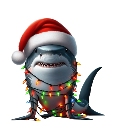 Christmas Shark Tree Design - DTF Ready To Press - DTF Dallas 