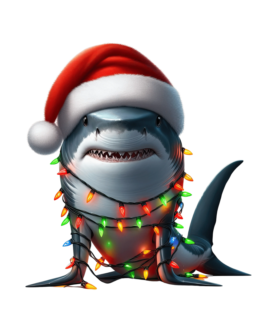 Christmas Shark Tree Design - DTF Ready To Press