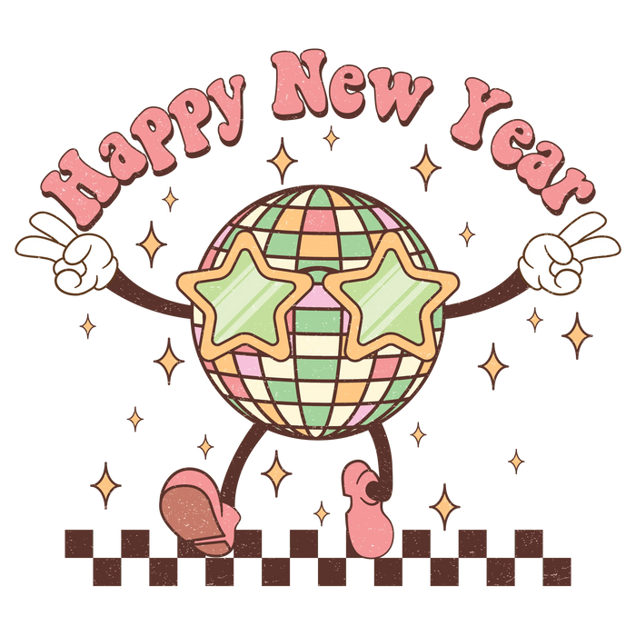 Happy New Year Christmas Design pressed on a garment