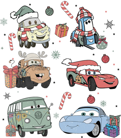 Christmas Cars Design - DTF Ready To Press - DTF Dallas 