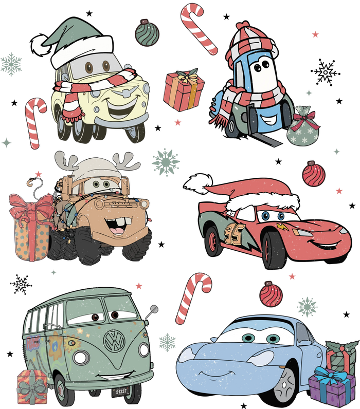 Christmas Cars Design pressed on a garment