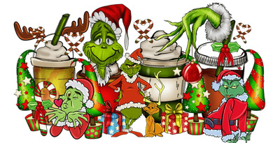 Grinch Christmas Cups Design - DTF Ready To Press - DTF Dallas 
