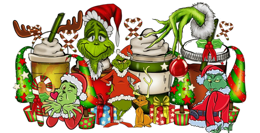Grinch Christmas Cups Design - DTF Ready To Press
