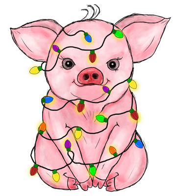 Christmas Pig Design - DTF Ready To Press - DTF Dallas 