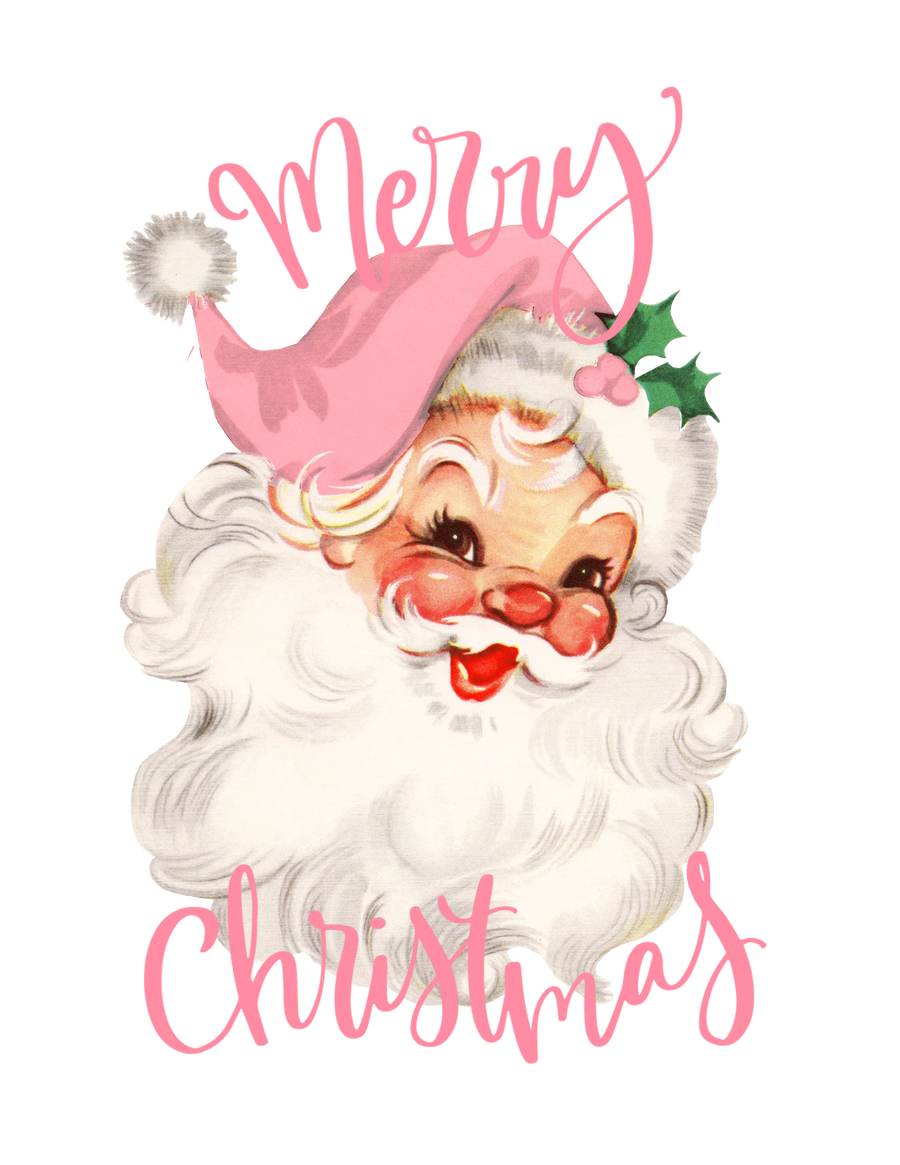 Merry Christmas Pink Santa Design | DTF Dallas