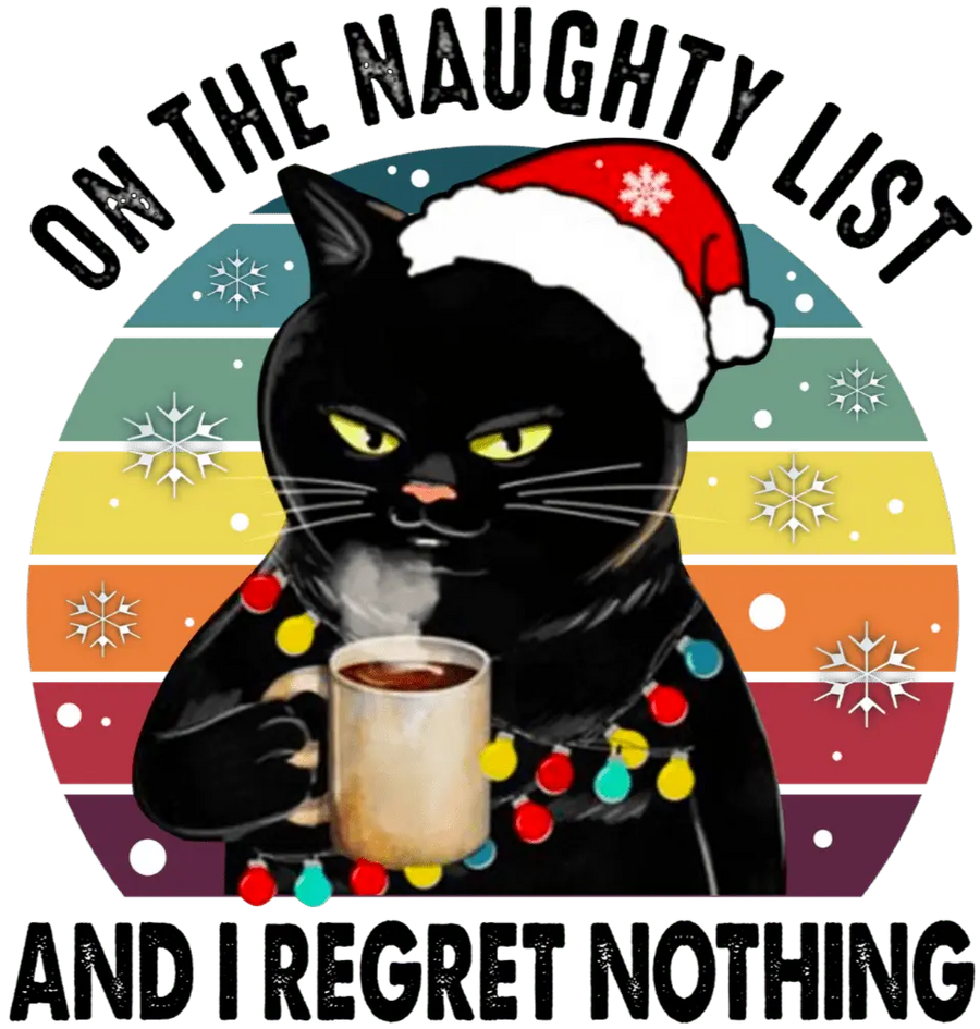 Coffee Lover Cat Christmas Design - DTF Ready To Press