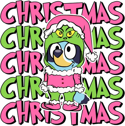 Bluey Christmas Design DTF-Ready to Press (V1) | DTF Dallas - DTF Dallas 