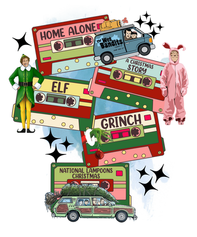 Christmas Movie Tape Design - DTF Ready To Press - DTF Dallas 