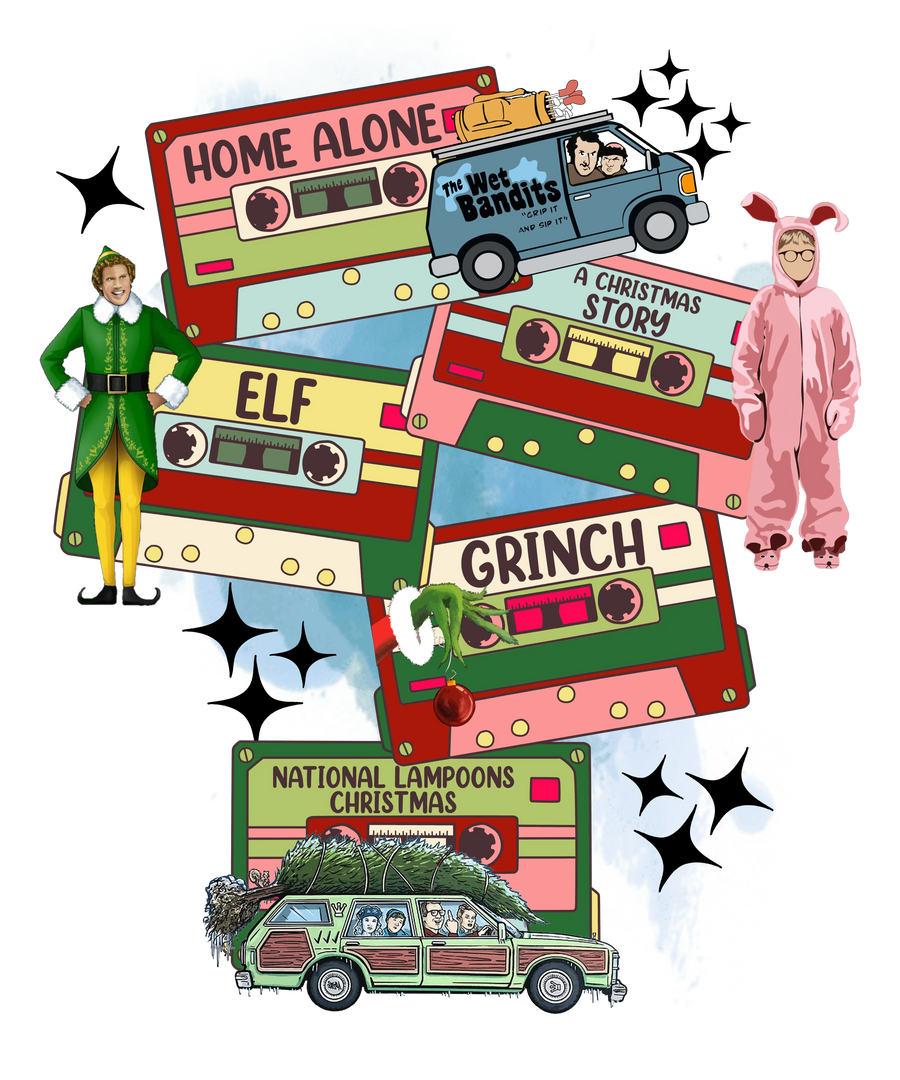 Christmas Movie Tape Design - DTF Ready To Press