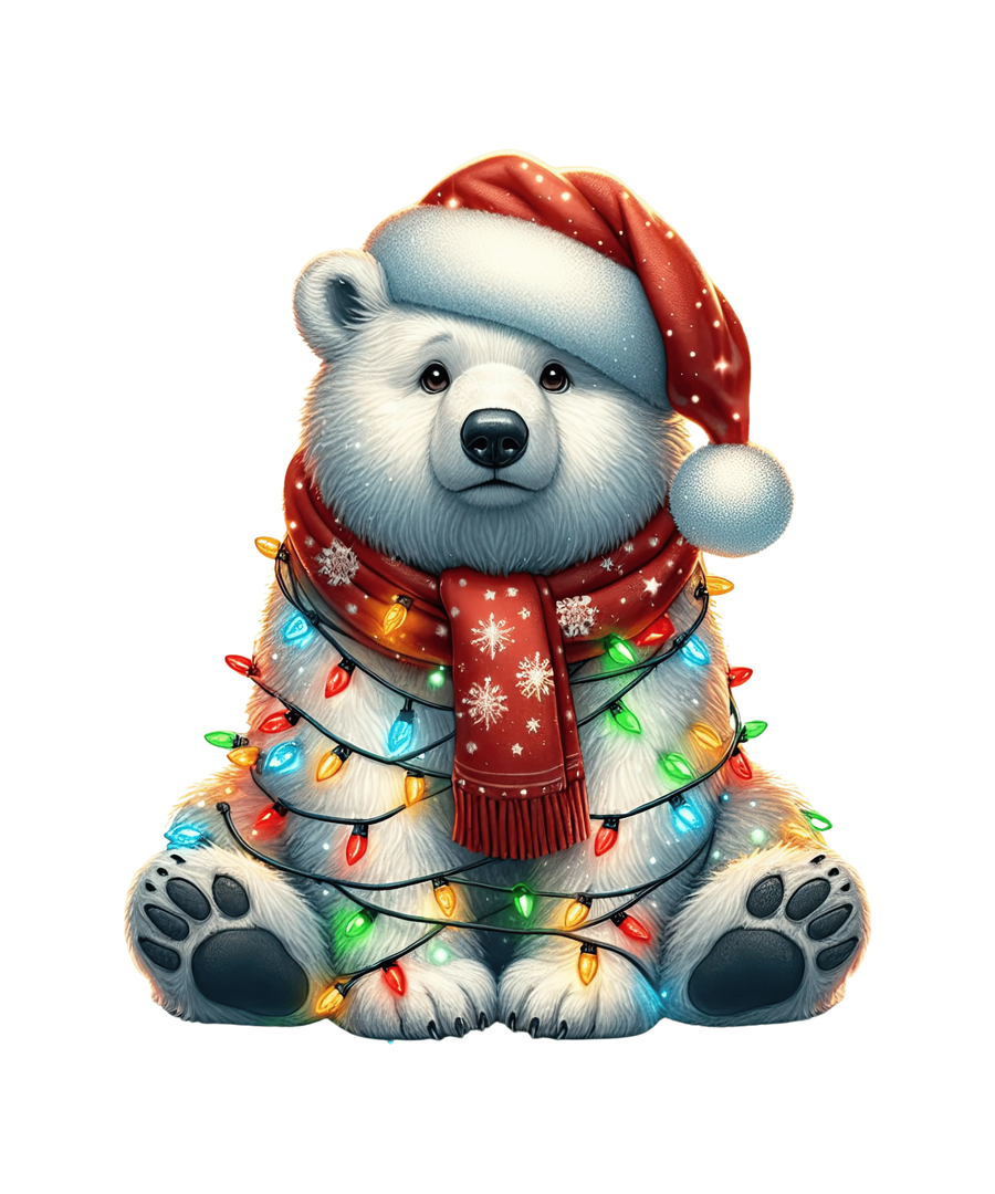 Christmas Polar Bear Tree Design - DTF Ready To Press