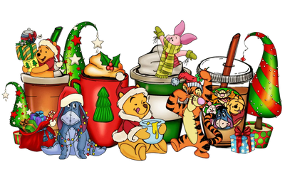 Winnie the Pooh Christmas Cups DTF Ready V1 | DTF Dallas - DTF Dallas 
