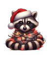 Christmas Raccoon Tree Design - DTF Ready To Press