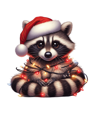 Christmas Raccoon Tree Design - DTF Ready To Press - DTF Dallas 