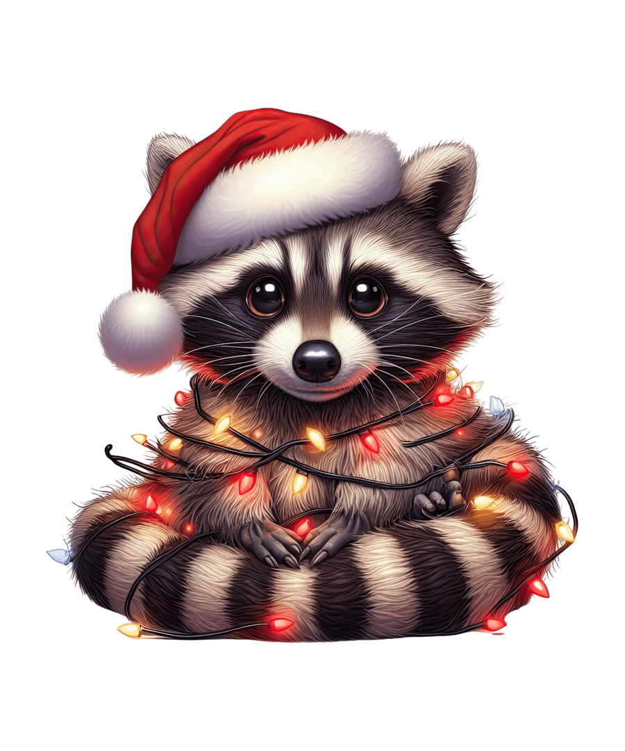 Christmas Raccoon Tree Design - DTF Ready To Press